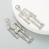 European and American style skull skeleton alloy inlaid rhinestone earrings female personality long exaggerated earrings earrings - V.I.P Digital Presence