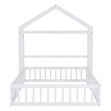 Wooden Full Size Children's Bed with Detachable Headboard and Integrated Clothes Drying Rack, White - V.I.P Digital Presence
