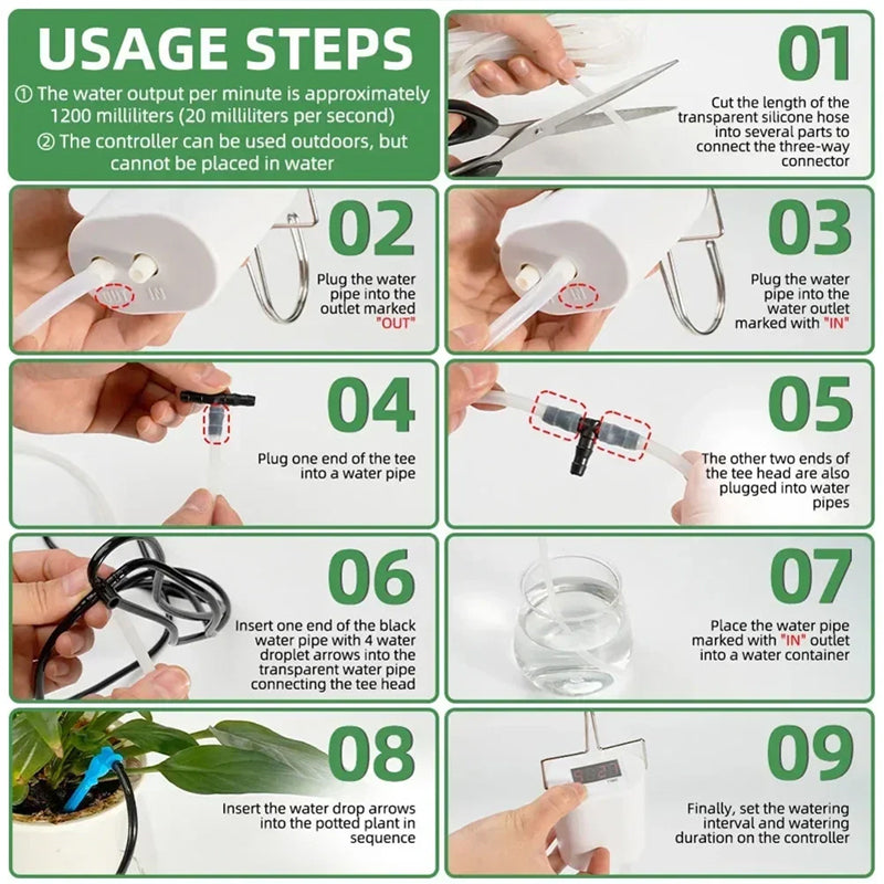 2/4/8/16 - Head Automatic Irrigation Controller, Plant & Flower Sprinklers, Drip Irrigation Kit, Potted Timer - V.I.P Digital Presence