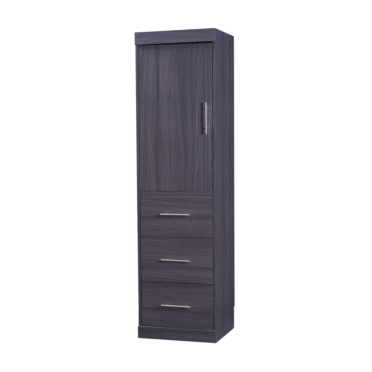 Full Size Murphy Bed with Wardrobe and Drawers, Storage Bed, can be Folded into a Cabinet, Gray - V.I.P Digital Presence