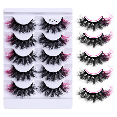 5 Pairs Of Colorful Fried False Eyelashes Multi Layer Thick Cross Mink Like Eyelashes - V.I.P Digital Presence