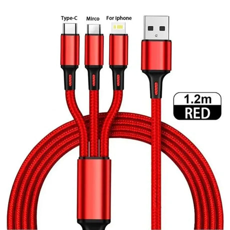 1.2M Charging Cable 3 In 1 USB Type C Charger Cord MultiPort Micro Cable For iPhone 15 14 Pro Max Samsung Galaxy Xiaomi 12 - V.I.P Digital Presence