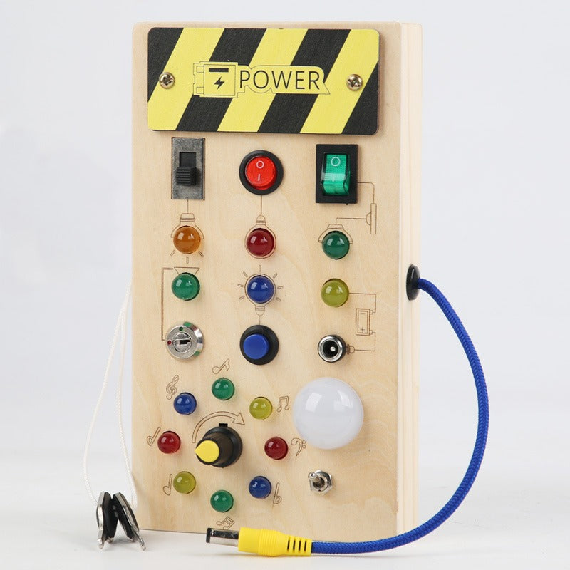 Montessori Busy Board Sensory Toys Wooden with LED Light Switch Control Board Travel Activities Kids Games for 2-4 Years Old - V.I.P Digital Presence