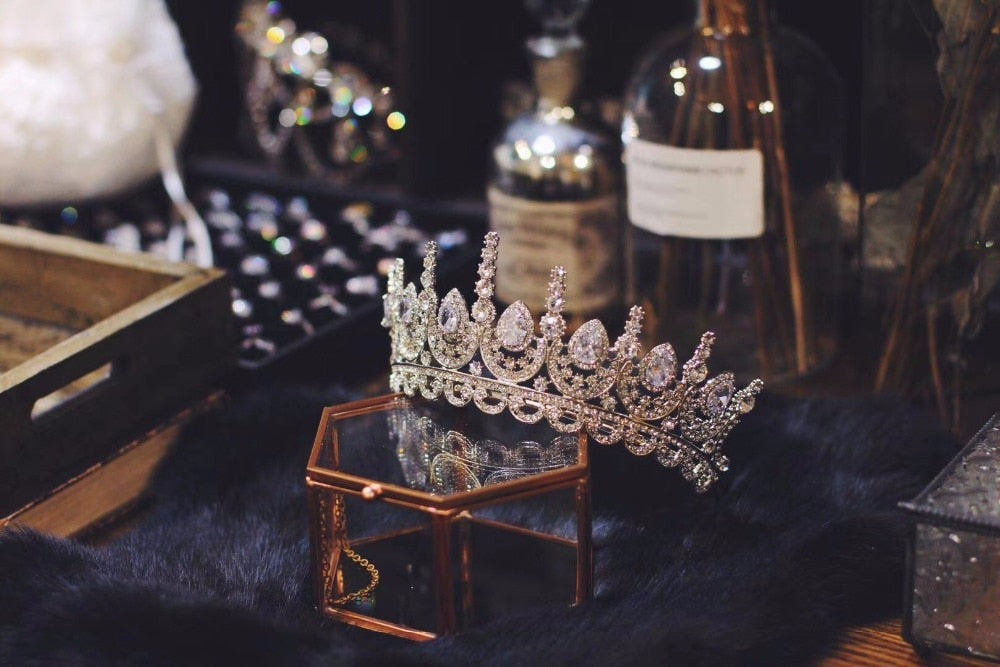 Rosebridalpark Zircon Gorgeous Bridal Wedding Hair Accessories Tiara Big Cubic Zirconia Crown Headband For Bridesmaid t997 - V.I.P Digital Presence