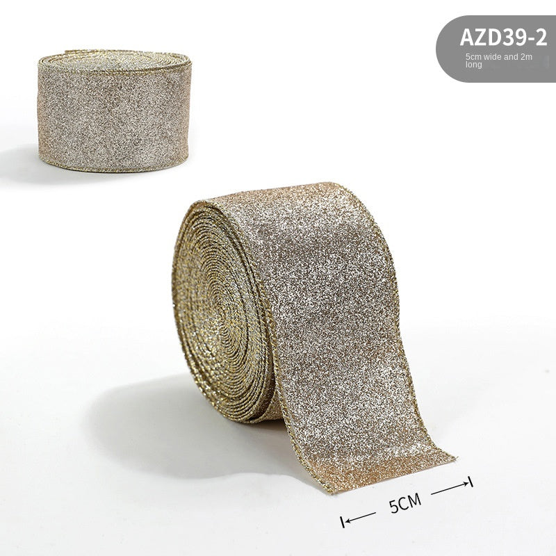 New Gold Onion Cloth Christmas Ribbon Gold Powder Decorative Bow Material Christmas Wire Edge Weaving Ribbon Decoration - V.I.P Digital Presence