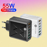 Fast charging mobile phone charger standard PD55W QC3.0+PD25W 3PD+3USB travel charging head - V.I.P Digital Presence
