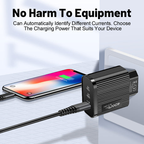 Striped USB+2PD Type-C Mobile Phone Charger Multi Port Travel Charging Head - V.I.P Digital Presence