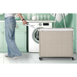 Laundry Hamper With Lid PE Rattan Powder Coating Frame Clothes Hampers with 02 Removable Bags, Wheels, 160L, Grey Color - V.I.P Digital Presence