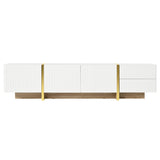 Luxury Fluted TV Stand for TVs Up to 80'', Modern Entertainment Center with Storage Cabinets & Drawer White - V.I.P Digital Presence