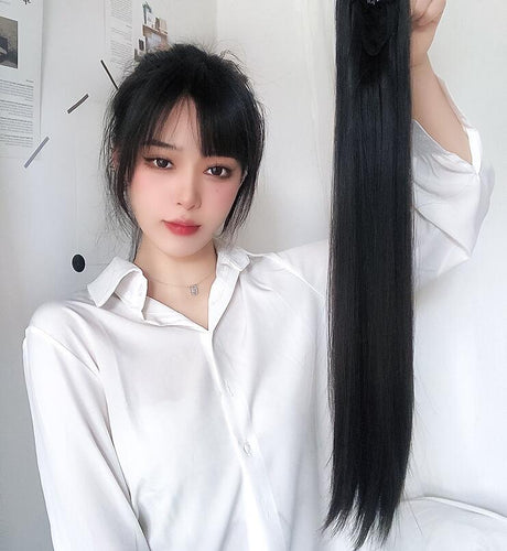 Grab clip ponytail wig female straight hair ponytail mini small grab clip ponytail long straight hair chemical fiber wig high ponytail - V.I.P Digital Presence