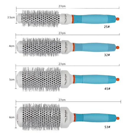 Professional Round Blue Hair Brush Ceramic Ion Hairbrush Comb Fashion Salon Hair Styling Tools - V.I.P Digital Presence