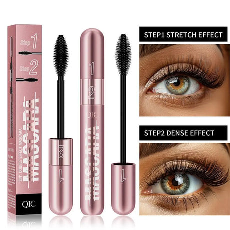 Double Head Black Mascara Waterproof Lengthens Extension Eyelashes Non-smudge Lengthening Volume 5D Silk Fiber Mascara Cosmetics - V.I.P Digital Presence