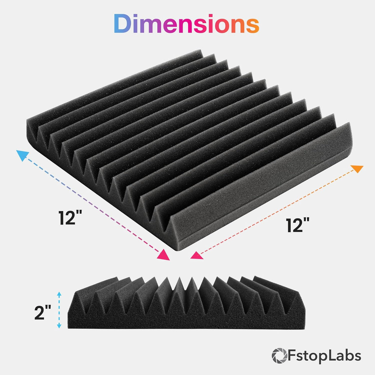 Acoustic Foam Panels 2" X 12" X 12" Self-Adhesive Acoustic Studio Wedge Tiles, Sound Panels Wedges Soundproof Foam Padding Sound - V.I.P Digital Presence