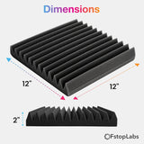 Acoustic Foam Panels 2" X 12" X 12" Self-Adhesive Acoustic Studio Wedge Tiles, Sound Panels Wedges Soundproof Foam Padding Sound - V.I.P Digital Presence