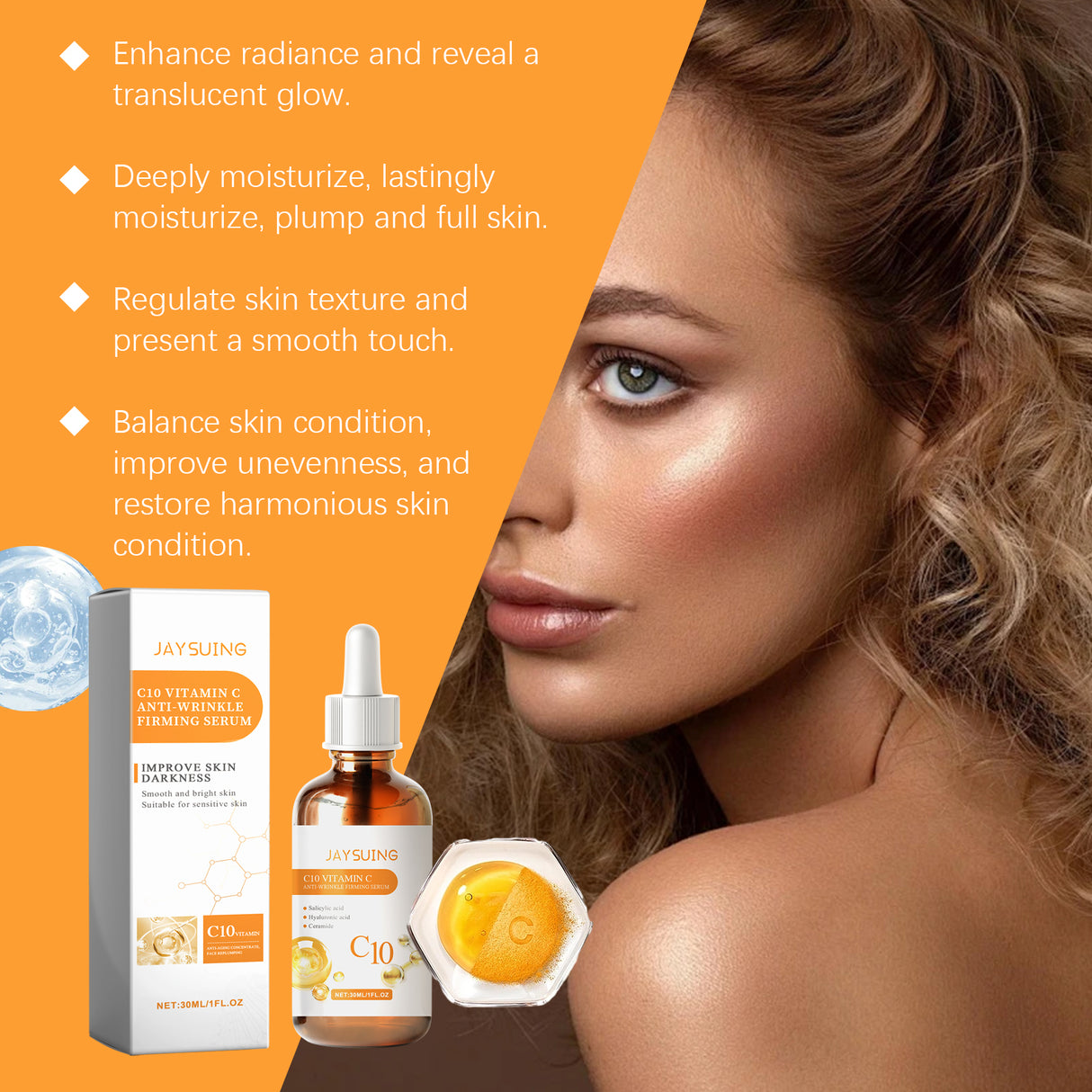 C10 Facial Care Essence Moisturizes, Hydrates, Brightens, Firming And Delicate Skin