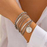 Ins round pendant Bracelet set irregular metallic flat snake chain bracelet - V.I.P Digital Presence