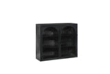 27.56"Glass Doors Modern Two-door Wall Cabinet with Featuring Three-tier Storage Black