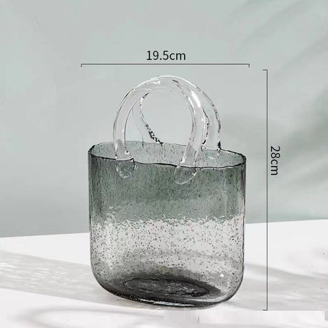Nordic net red bag, glass vase, portable blue primary color decoration, creative light luxury living room water culture flower arrangement decoration - V.I.P Digital Presence