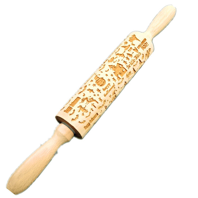 Wooden Rolling Pin Beechwood Laser Engraved Printed Rolling Pin Embossing Christmas Flip Sugar Cookie Rolling Pin - V.I.P Digital Presence