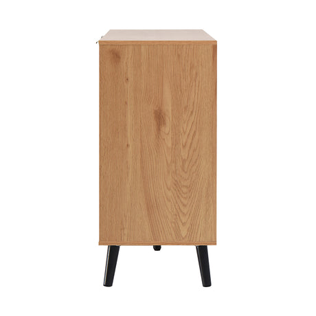 Side panel buffet cabinet with storage room, 47.2 "natural wood color kitchen cabinet with 3 drawers and 2 doors - V.I.P Digital Presence