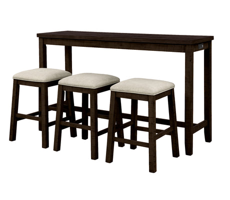 TOPMAX 4 Pieces Counter Height Table with Fabric Padded Stools, Rustic Bar Dining Set with Socket, Brown - V.I.P Digital Presence