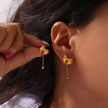Titanium Steel Bow Earrings - V.I.P Digital Presence
