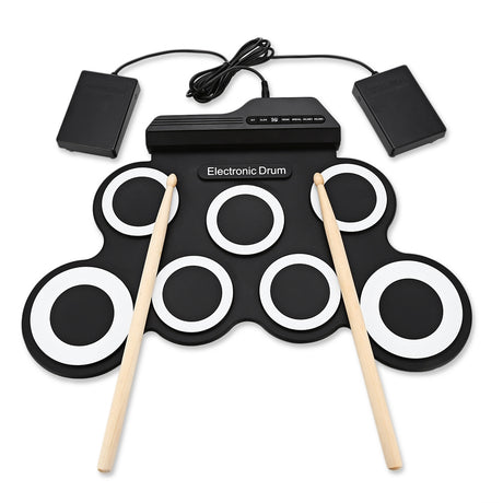G3002 Portable Silicone 7 Pad Hand Roll Digital Drum Kit - V.I.P Digital Presence