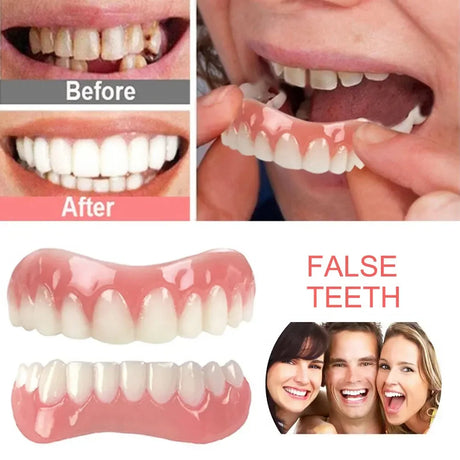 Silicone Upper/Lower False Teeth Perfect Laugh Veneers Dentures Paste Oral Hygiene Tools Fake Teeth Instant Smile Teeth Cosmetic - V.I.P Digital Presence