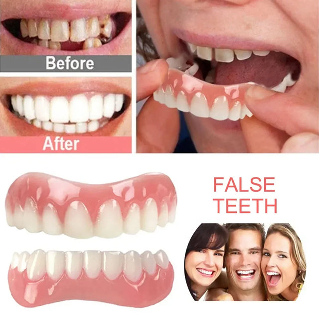 Silicone Upper/Lower False Teeth Perfect Laugh Veneers Dentures Paste Oral Hygiene Tools Fake Teeth Instant Smile Teeth Cosmetic - V.I.P Digital Presence