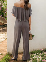 Off-Shoulder Wide Leg Jumpsuit - V.I.P Digital Presence
