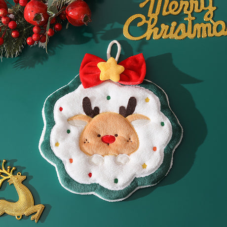 Christmas coral fleece hand towel hanging type absorbent quick drying cloth, kitchen and bathroom hand towel pendant - V.I.P Digital Presence