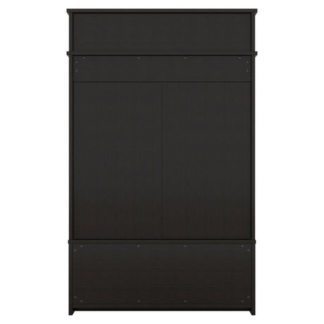 Hall tree with roof rack and storage platform, corridor shoe cabinet with sliding door, clothes hanger with 5 hooks black - V.I.P Digital Presence