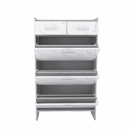High Glossy Marble Color Doors Shoe Rack 3 Doors Shoe Cabinet With 2 Drawers - V.I.P Digital Presence