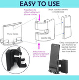 Soporte lateral para teléfono con pantalla para portátil, soporte ajustable para teléfono