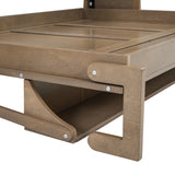 Full Size Murphy Bed with Wardrobe, Drawers and Open Shelves, Antique Grey - V.I.P Digital Presence