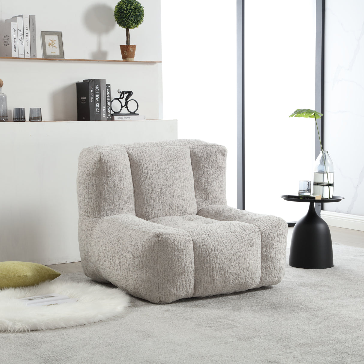 Fluffy bean bag chair Super soft couch chair with memory foam and footstool Indoor modern focus bean bag chair - V.I.P Digital Presence