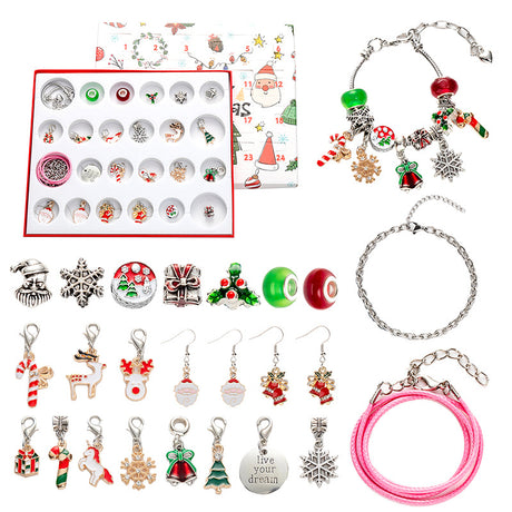 DIY creative children's bracelet jewelry 24-grid calendar Christmas holiday surprise blind box silver set - V.I.P Digital Presence