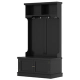 Hall Tree with Storage Shoe Bench for Entryway and Hallway, 4-in-1 Design Coat Racks with 4 Hooks for Living Room, Black - V.I.P Digital Presence