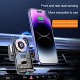 C11 car holder wireless phone charger infrared induction opening and closing navigation punk style transparent phone holder - V.I.P Digital Presence