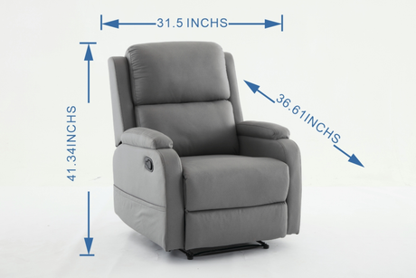 PU leather recliner massage chair with adjustable leg positions at the back, easy to reach side buttons - gray - V.I.P Digital Presence