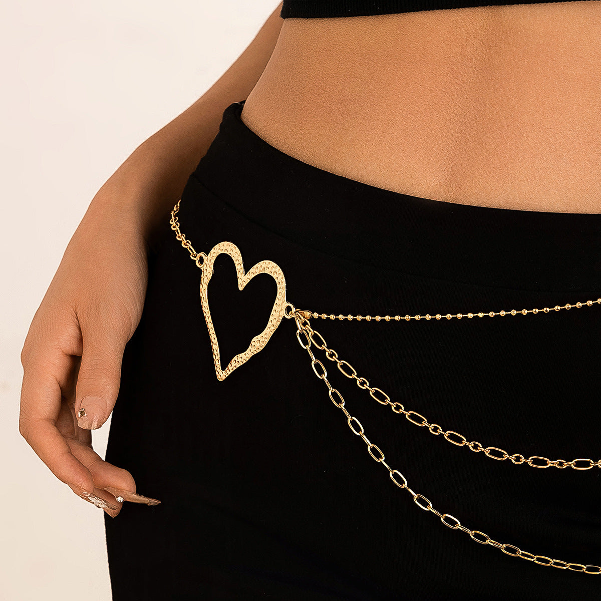 Sweet Cool Ins Exaggerated Big Love Waist Chain Female Personality Metal Thin Chain Body Chain - V.I.P Digital Presence