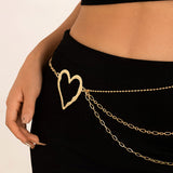 Sweet Cool Ins Exaggerated Big Love Waist Chain Female Personality Metal Thin Chain Body Chain - V.I.P Digital Presence