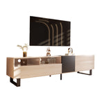 Modern TV Stand for 80'' TV with Double Storage Space Media Console Table Entertainment Center with Drop Down Door