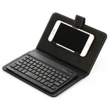Funda de teclado inalámbrico portátil de cuero sintético para iPhone, teléfono móvil protector con teclado Bluetooth para iPhone y teléfono Android. 