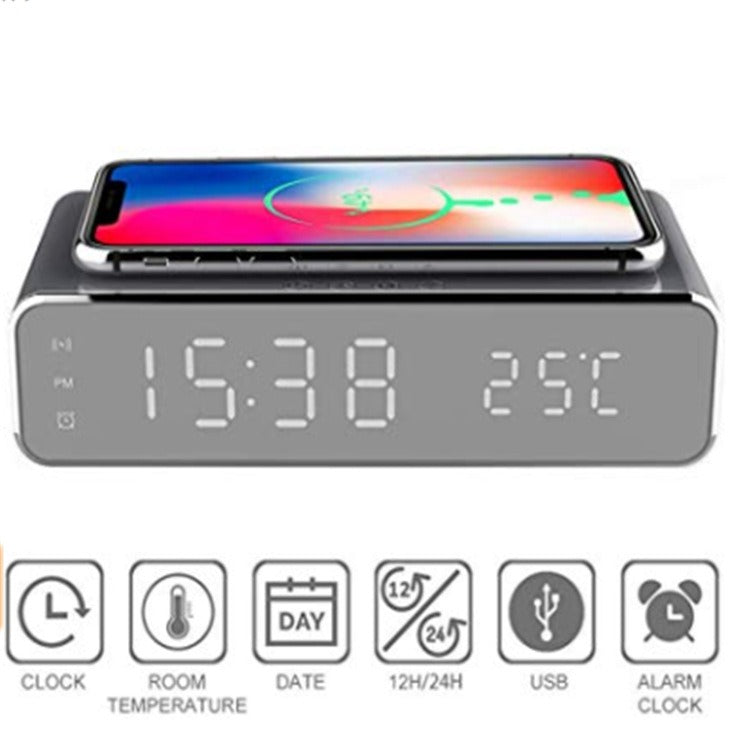 Wireless charging time display thermometer alarm clock wireless charging - V.I.P Digital Presence