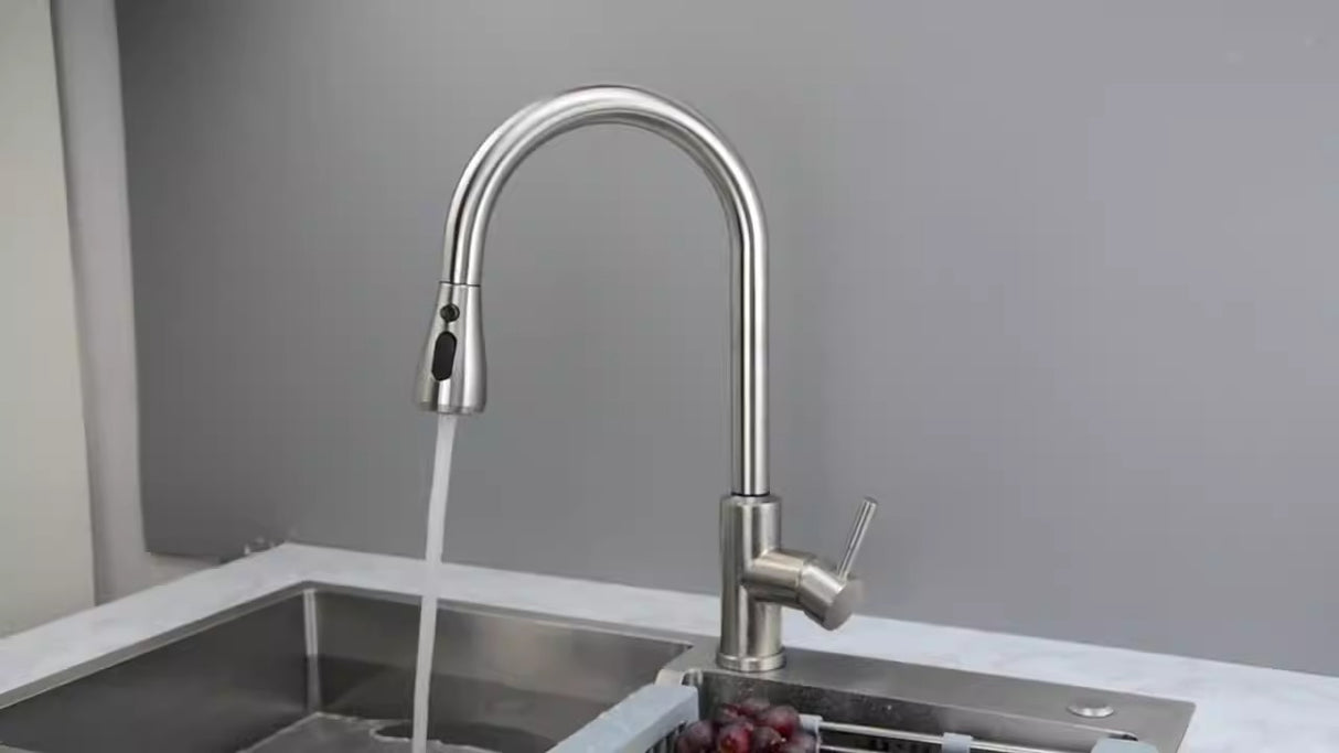 304 stainless steel kitchen faucet, hot and cold water pull-out vegetable basin sink faucet - V.I.P Digital Presence
