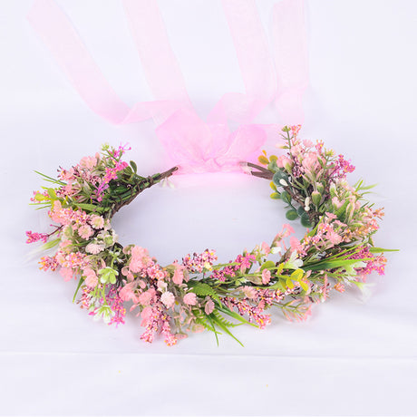 Flower garland headpiece simulation full sky star small floral ribbon lavender hair accessory studio Hanfu headband - V.I.P Digital Presence