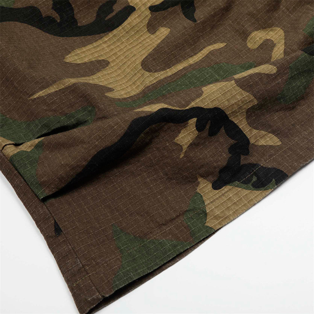 Loose Wide-Leg Camouflage Three-Quarter Pants Men's Summer Work Shorts Pleated Design with Large Pockets - V.I.P Digital Presence