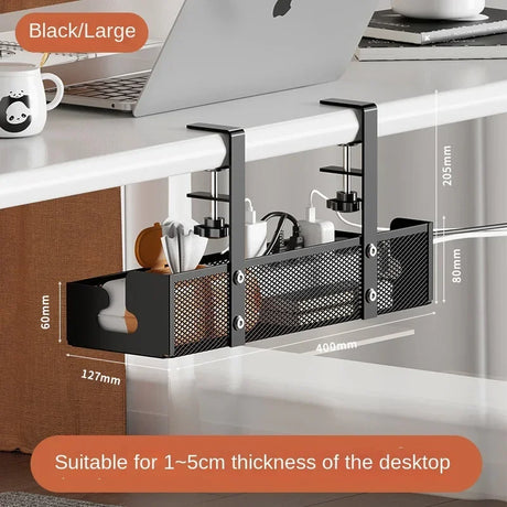 No-drill under-desk cord rack: metal mesh, high-load cable holder. - V.I.P Digital Presence