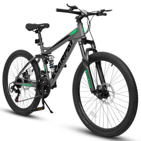 A2660 Ecarpat Mountain Bike 26 inch wheels, carbon steel frame disc brake thumb shift front fork rear shock absorber bike - V.I.P Digital Presence